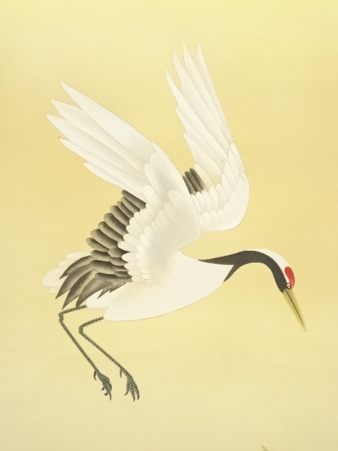 道具 ] - 道具 福田素仙筆 松上鶴 肉筆絹本掛軸（共箱） | ネット